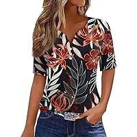 Cute Tops for Women,Short Sleeve Tops for Women Sexy V Neck Button Boho Tops for Women Going Out Tops for Women