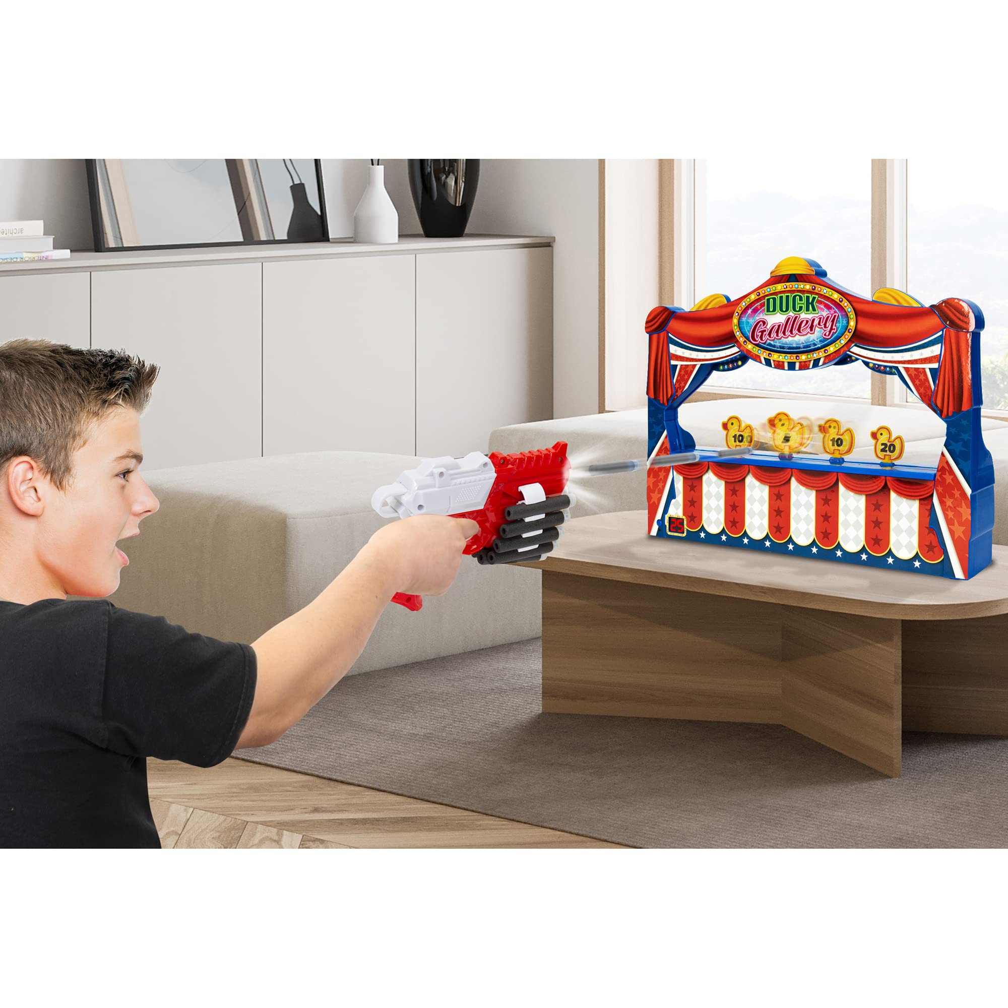 Retro Arcade Electronic: Duck Shooting Gallery - Tabletop Game with Blaster Gun, Moving Ducks & Sound Effects, Ages 6+