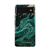 BURGA Phone Case Compatible with Google Pixel 6 - Hybrid 2-Layer Hard Shell + Silicone Protective Case -Emerald Green Jade Stone Luxury Gold Glitter Marble - Scratch-Resistant Shockproof Cover
