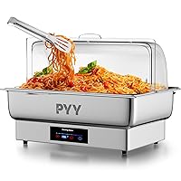 PYY Electric Chafing Dish Full Size Stainless Steel Chafer,Temperature Control, Chafing Dish Buffet Set for Catering,Buffets