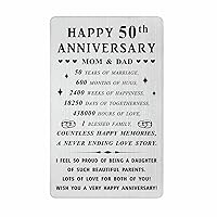 50 Years Anniversary Steel Gifts for Parents - Happy 50th Wedding Anniversary Engraved Wallet Card Inserts for Dad and Mom