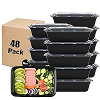 LOKATSE HOME Meal Prep Containers 48 pack 1 Compartment with Lids, Food Storage Bento Stackable Reusable Lunch Boxes, BPA-Free Microwave/Dishwasher/Freezer Safe(38 oz)