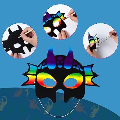 Mua Meooeck 24 Pcs Scratch Dinosaur Animal Masks DIY Rainbow Color Mask Paper  Masks for Crafts Masks Decorate Your Own Mask with Elastic Bands Wood  Stylus Rainbow Art Kit for Dinosaur Birthday