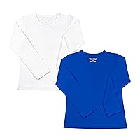 Girls Long Sleeve T Shirts 2 Pack, Basic Cotton Sizes 2-12 Years