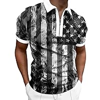 Tropical Golf Shirts for Men American Flag Patriotic Funny Golf Shirts for Men Seaside Beach Holiday 3D Digital