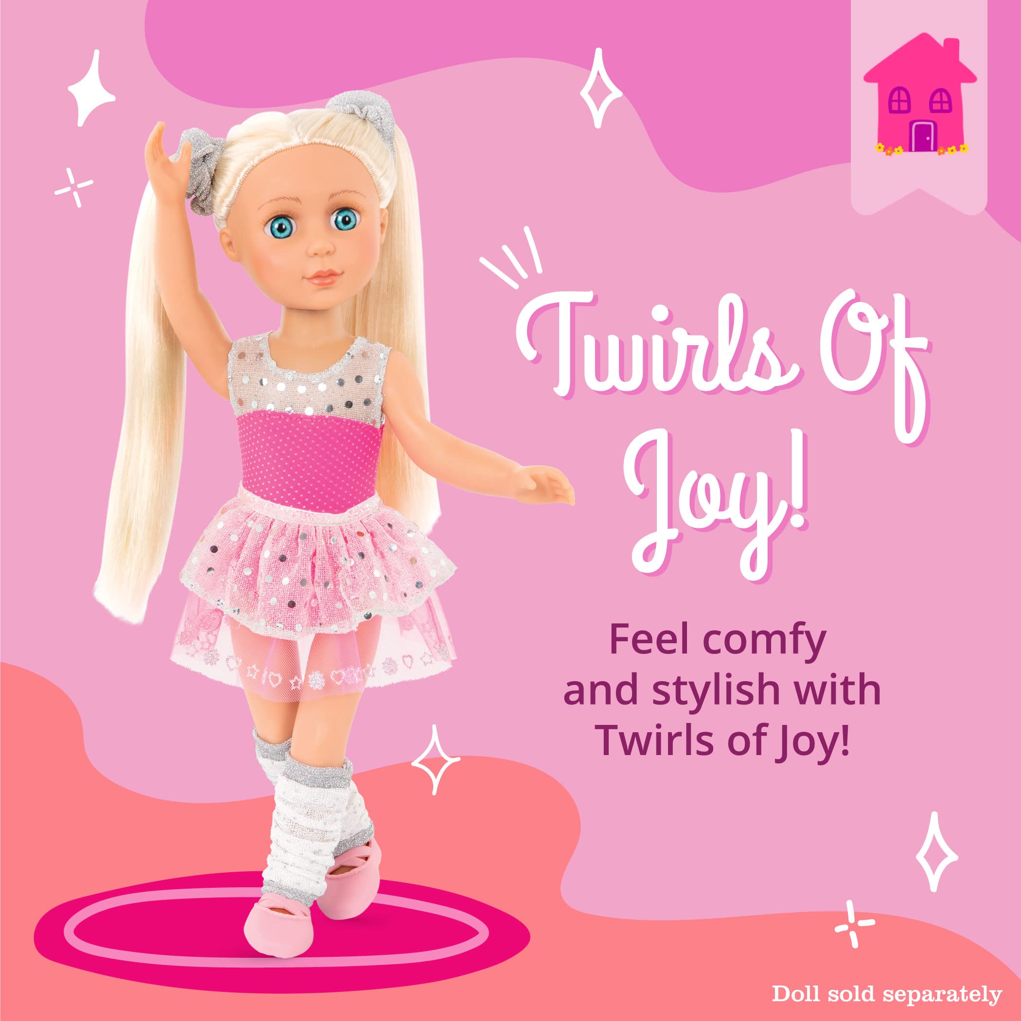 Glitter Girls – Twirls of Joy Ballerina Outfit Hearts & Stars – Ballet Dress, Hair Elastics, Shoes – 14-inch Doll Clothes & Accessories for Kids Ages 3 & Up – Children’s Toys