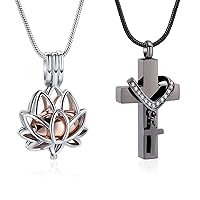 2 Pcs Cremation Jewelry Stainless Steel Urn Pendant Memorial Ashes Keepsake Exquisite Cremation Necklace