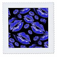 3dRose Two Kisses Collided Lip Bold Blue Lips Pattern - Quilt Squares (qs_357235_4)