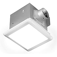 Homewerks 7145-80V-HS Dual Speed Bathroom Exhaust Fan with Integrated Dimmable LED and Automating Humidity Sensor, 1.0-1.5 Sones 80-110 CFM, Smart Moisture White