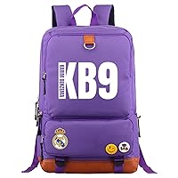 Teens Benzema Laptop Bag-Soccer Stars Knapsack Large Capacity Wear Resistant Student Bookbag