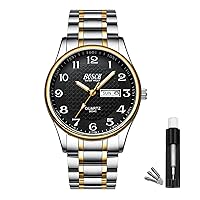 Analog Mens Watch(No Chronograph), 40 mm Easy Read Auto Date and Day Stainless Steel Business Watch for Men,30M Waterproof Mens Wrist Watches