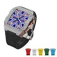 BRART Für Apple Watch Band 45 mm 44 mm Advanced Kohlefaser Luxus Diamant Fall + 6pcs Band Titan Legierung Kit Für iWatch Serie 7 6 5 4 SE