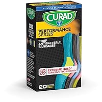 Curad-CUR5020 Performance Series Antibacterial Adhesive Bandages, 1 X 3.25 Inch, 20 count