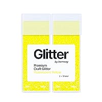 Fluorescent Yellow Twin Pack Glitter, 2 x Fine 130G/4.58OZ Craft Glitter Shakers, Craft Glitter for Resin, Metallic Iridescent Sequin Flake Bulk, Glitter for Makeup Body, Tumblers Glitter