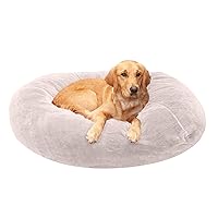 Furhaven Soft & Cozy Dog Bed for Large Dogs, Refillable w/ Removable Washable Cover & Liner, For Dogs Up to 95 lbs - Plush Faux Fur Bean Bag Style Ball Bed - Shell (Pink Tan), XL/Jumbo
