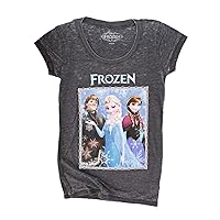 Disney Frozen Group Montage Juniors Heather Black T-Shirt