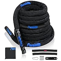 Perantlb Battle Rope with wear-Resistant Nylon Protective Sleeve ，Heavy Battle Rope for Strength Training Home Fitness Exercise Rope， Anchor Strap Kit Included