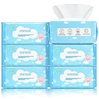 Dry Wipes - HAPPY BUM Dry Baby Wipes, 100% Cotton Large Baby Wipes, Unscented Cotton Tissues for Sensitive Skin, 600 Count, Baby Necessities Facial Tissue, Wet and Dry Use