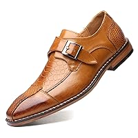 Mens Single Monk Strap Slip on Loafers Leather Oxford Modern Formal Business Dress Shoes