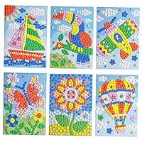 ERINGOGO 6pcs Stickers Mosaic Sticker Art Mosaic Sticker Picture Crafting Supplies for Kids Child Diamond Sticky Paper
