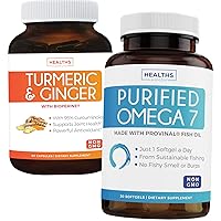 Save $5 (13% Off) - Omega-7 & Turmeric Boost - Purified Omega 7 Softgels (Non-GMO) Made from Peruvian Anchovy (30 Softgels) & Turmeric & Ginger with 95% Curcuminoids & Bioperine (90 Capsules)