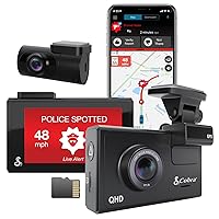 Smart Dash Cam + Rear Cam (SC 200D) – QHD+ 1600P Resolution, Built-in Wi-Fi & GPS, Voice Commands, Live Police Alerts, Incident Reports, Emergency Mayday, Drive Smarter App, 16GB SD Card Incl.