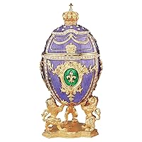 Design Toscano The Regal Romanov Style Collectible Enameled Egg, 6 Inch, Purple and Gold