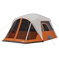 CORE 4 Person & 6 Person Camp Tents | Portable Cabin Tent with Carry Bag for Outdoor Car Camping | Included Tent Gear Loft Organizer for Camping Accessories