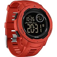 Red Mens Digital Sports Watch for Women, Reloj para Hombre Tactical Military 5ATM Waterproof Watches for Men with LED Back Ligh/Alarm/Date/12/24H Stopwatch Outdoor Unisex