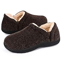 LongBay Men's Slippers Warm Felt Bedroom House Shoes Winter Slip-On Memory Foam Bootie Slippers for Indoor Outdoor