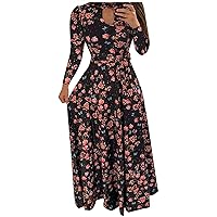 Trendy Fall Winter Long Sleeve Maxi Dress Formal Cocktail Party Dress Sexy Plus Size Elegant Floral Flowy Long Dress