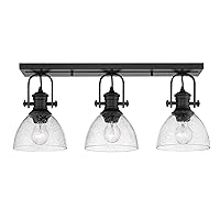 Golden Lighting 3118-3SF BLK-SD Hines Semi-Flush, Transitional, Matte Black with Seeded Glass
