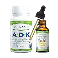 Power By Naturals Liquid Vitamin D3 Drops Plue ADK Vitamin Supplement for Bone, Heart, Immune Health