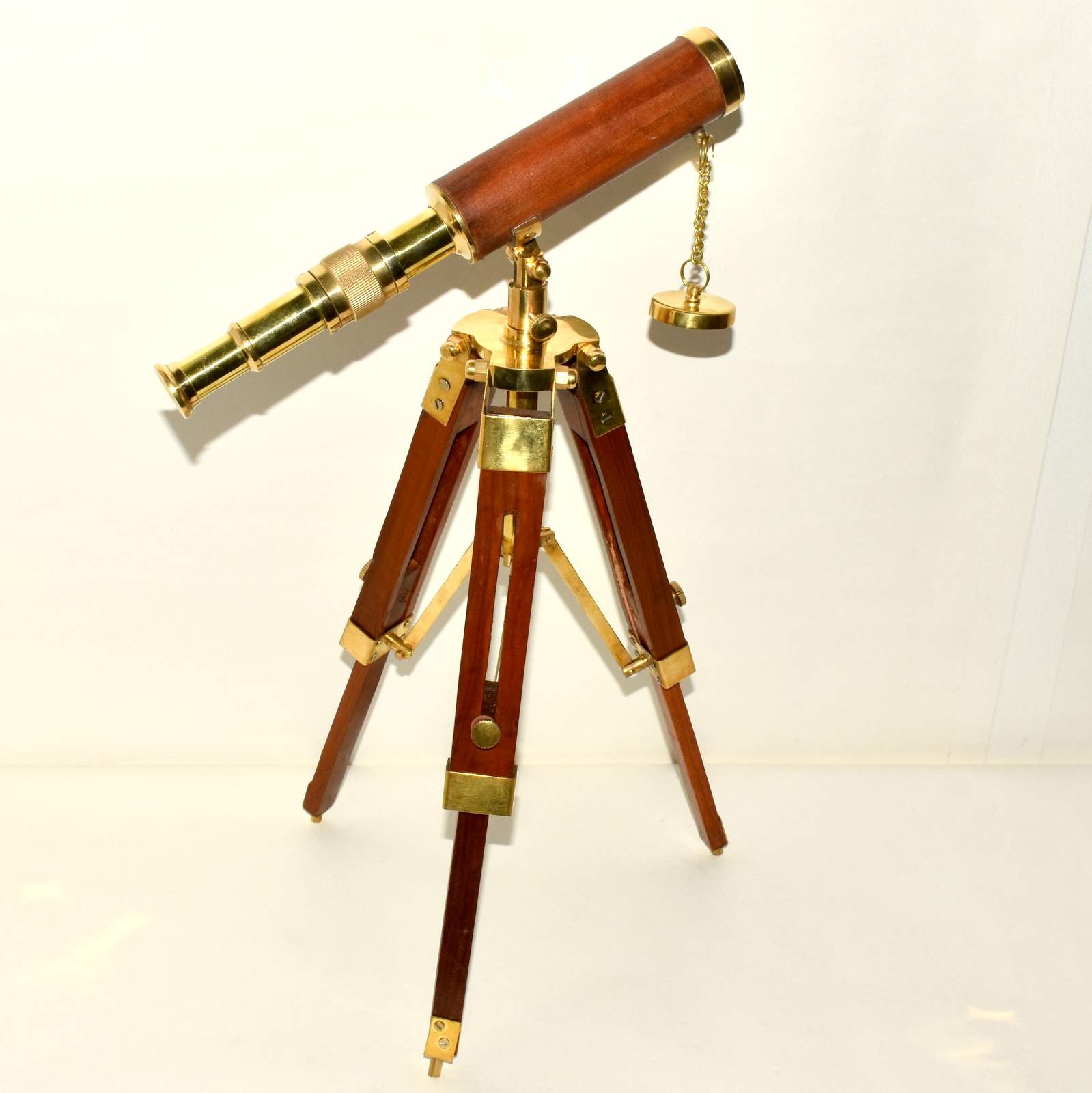 Brass Spyglass Maritime Nautical Telescope With Wooden Tripod Stand Decor.XCRE432