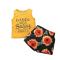 Daddy Baby Girl Clothes Infant Clothes SetO Neck TopsClothes Set Little Girl Outfits with Hats (Yellow, 4-5 Years)