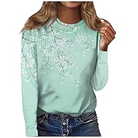 XHRBSI Big and Tall T Shirts Women's Fashion Casual Long Sleeve Print Round Neck Pullover Top Blouse