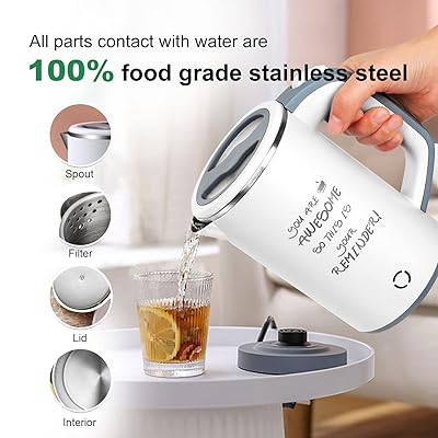 Ann Katy Small Electric Tea Kettle, 0.8L Portable Travel Hot Water Boiler  Stainless Steel,Low Power Cordles Mini Electric Coffee Kettle Auto