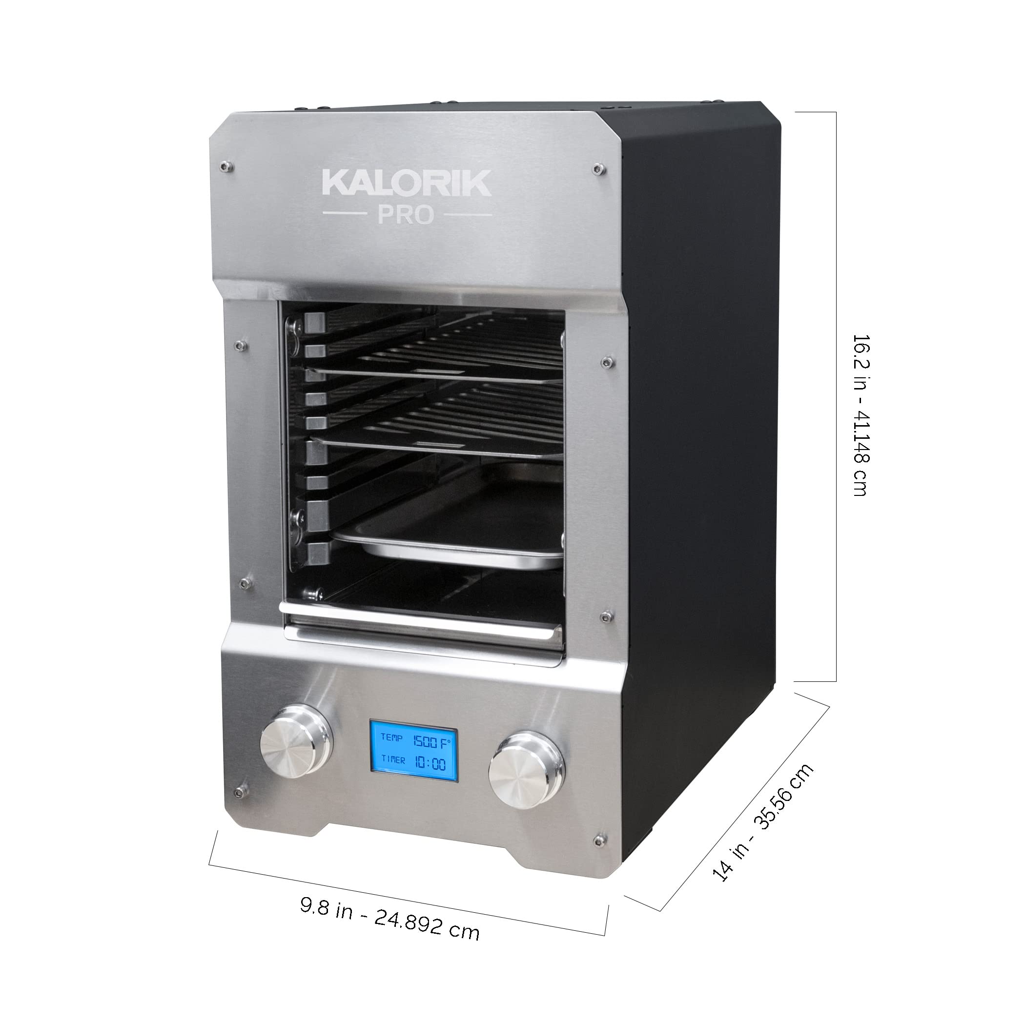 Kalorik® Professional Electric Smokeless Indoor Grill, Restaurant Quality 1500°F Searing, Premium Steak House Style with Perfect Caramelization, Digital LCD Display, Time & Temperature Control, 6 Accessories, 1600W, Easy Clean, Stainless Steel