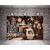10X6.5ft Christmas Fireplace Photo Backdrop Christmas Party Decoration Banner Christmas Trees Xmas Gifts Backgrounds for Photography
