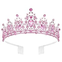 WHAVEL Pink Crown Baroque Queen Crown Tiaras for Women Princess Rhinestone Crown Hair Accessories for Birthday Wedding Tiaras and Crowns Prom Party Jewelry for Women Girls
