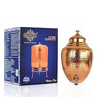 Indian Art Villa Hammered Design Copper Water Dispenser Pot Matka, Storage, Home Kitchen Garden, Volume-287 Oz