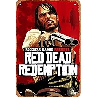 Vintage Tin Sign Red Dead Redemption Video Game Poster for Bar Man Cave Garage Home Wall Decor Retro Metal Sign Gift 12 X 8 inch