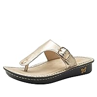 Alegria Women Vella - Timeless Comfort, Arch Support and Travel Style - Casual Flip Flop Slide for Everyday Elegance - Lightweight Leather Thong Sandal
