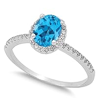 CHOOSE YOUR COLOR Sterling Silver Oval Halo Ring