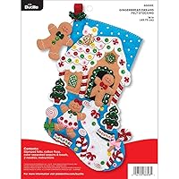 Bucilla 18-inch Christmas Stocking Felt Applique Kit, 86898E Gingerbread Dreams