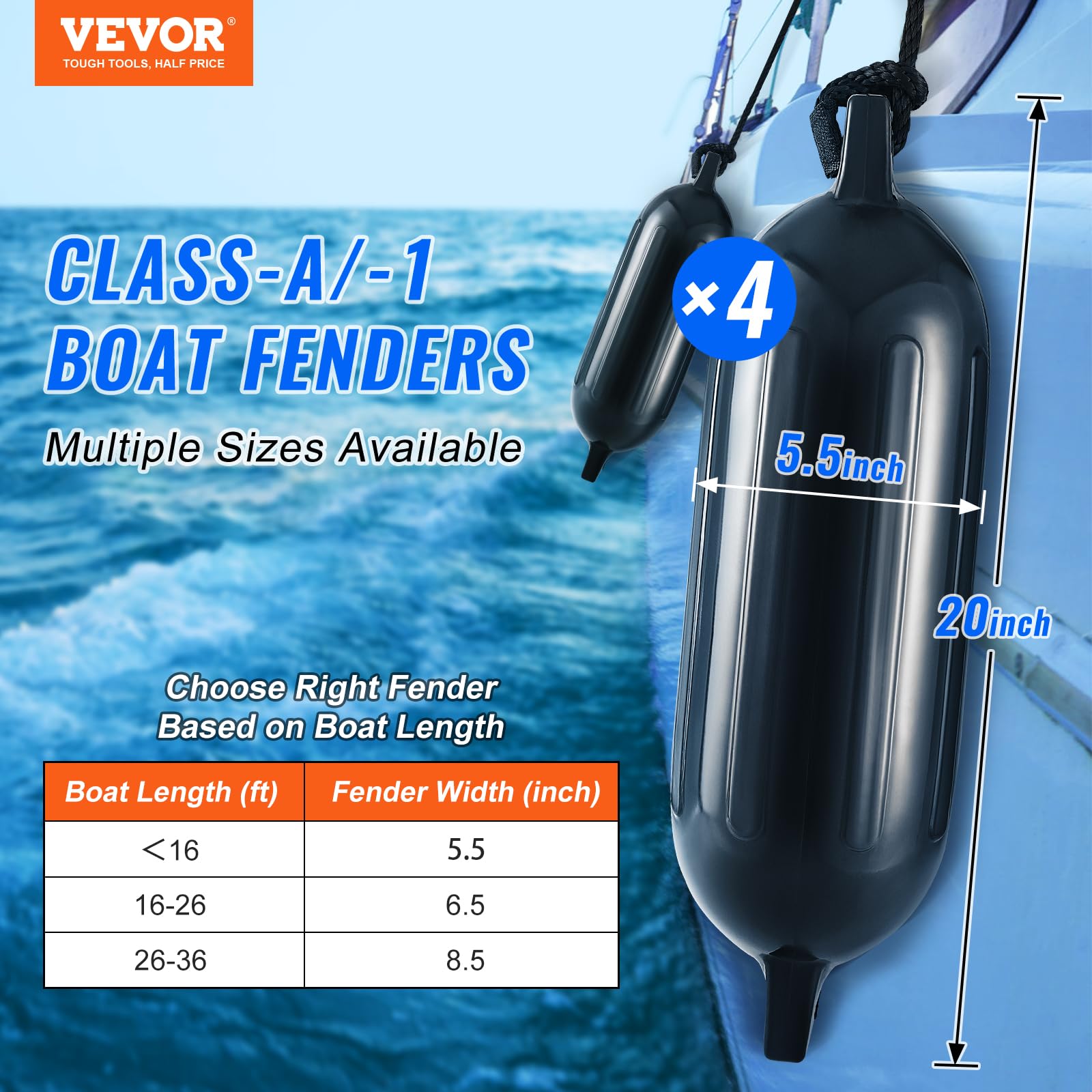 VEVOR Boat Fenders, 8.6
