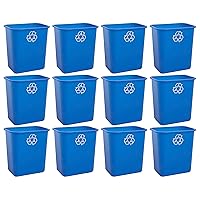 United Solutions 7 Gallon / 28 Quart Space Saving Recycling Bin, Fits Under Desk and Small, Narrow Spaces in Commercial, Kitchen, Home Office, and Dorm, Easy to Clean, Pack of 12, Recycle Blue