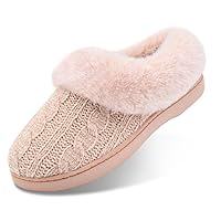 Womens Winter House Slippers Memory Foam，Warm Closed Back Indoor Slippers For Women With Soft Faux Fur Plush Collar,Cozy Ladies Slip-on bedroom Home Slippers Non-Slip
