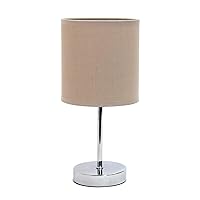 Simple Designs LT2007-GRY Chrome Mini Basic Stick Table Lamp with Fabric Shade, Gray