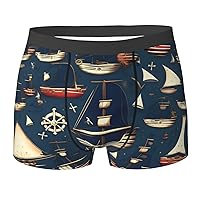 NEZIH Nautical Sailing Pirate Theme Print Mens Boxer Briefs Funny Novelty Underwear Hilarious Gifts for Comfy Breathable